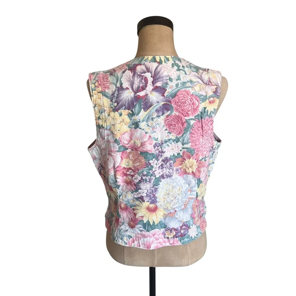 Gotcha Covered Vintage Floral Vest Pink Cotton Granny Core Made in‎ USA Small